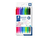 Stylo bille Staedtler 4230M rétractable pointe 1 mm écriture moyenne - Pochette de 8