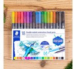 Feutre aquarellable Design Journey double pointe - Pochette de 18