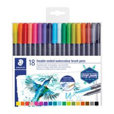 Feutre aquarellable Design Journey double pointes couleurs assorties - Pochette de 18