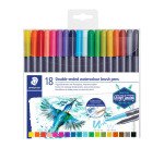 Feutre aquarellable Design Journey double pointe - Pochette de 18