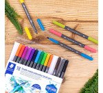 Feutre aquarellable Design Journey double pointe - Pochette de 18