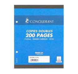 Duplicate copies 200 pages squared 17 x 22 cm Conquérant Sept - perforated