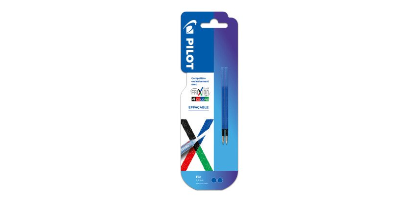 Nachfüllung für den radierbaren Pilot FriXion Ball 4-Farben-Stift, feine Spitze 0,5 mm - Packung mit 2