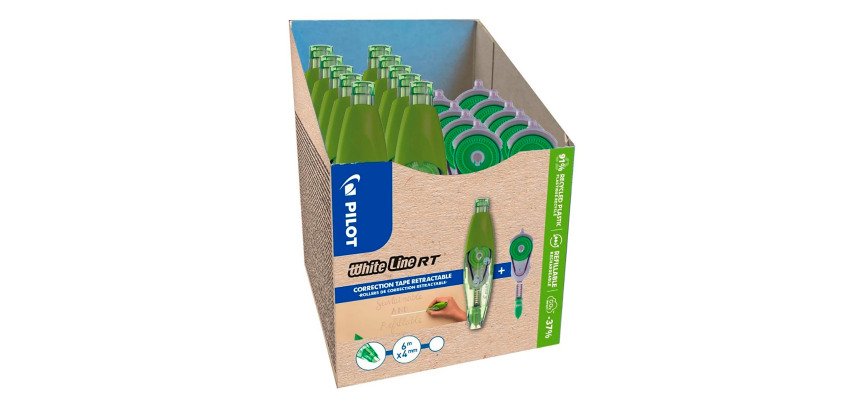 Pack 10 correcteurs à sec rétractable Pilot Begreen largeur 4 mm - Longueur 6 m + 10 recharges dont 5 offertes