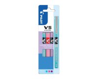 Stylo roller Pilot Hi-tecpoint V5 à capuchon pointe 0,5 mm écriture fine - Pochette de 3 couleurs fun