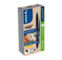 Pack of 10 FriXion Ball+ erasable rollerball pens by Pilot, medium point 0.7 mm + 10 refills, 5 of which are offered