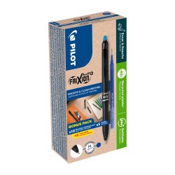 Pack 10 stylo roller effaçable FriXion Ball+ Pilot pointe moyenne 0,7 mm + 10 recharges dont 5 offertes