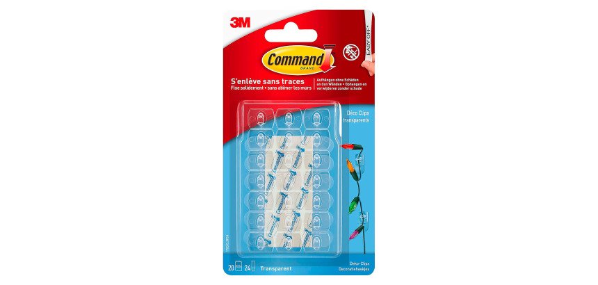 Crochets adhésifs translucide Command 3M - Lot de 20