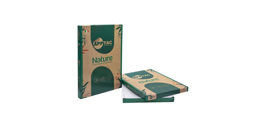 Etichette adesive riciclate Apptac Nature 210x148,5 2 etichette per foglio - 100 ff - 200 etichette