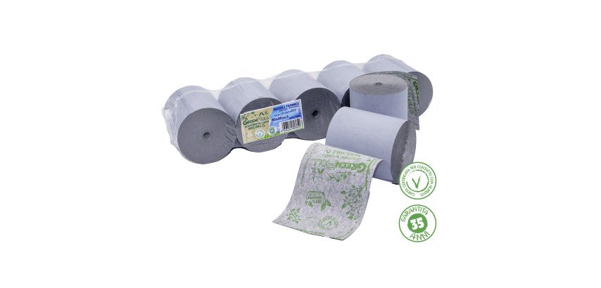 Carta termica GreenROLL fto. larghezza 57 cm diametro esterno 38 cm senza anima in carta riciclabile blue4est(R) in conf. 10 rotoli