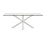Table Argo 8 personnes - Plateau verre et pieds métal blanc