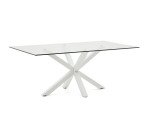 Table Argo 8 personnes - Plateau verre et pieds métal blanc