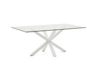Argo table L 200 x W 100 cm 8 people glass/metal white legs