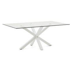 Argo table L 200 x W 100 cm 8 people glass/metal white legs