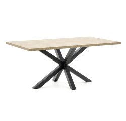 Table Argo L 180 x W 100 cm 6 people oak melamine / black metal base