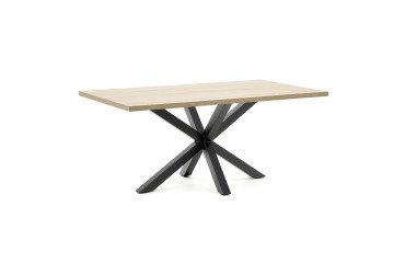 Table Argo L 180 x W 100 cm 6 people oak melamine / black metal base