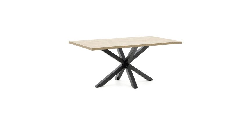 Table Argo 6 personnes - Plateau chêne et pieds métal noir
