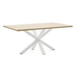 Tafel Argo L 180 x D 100 cm 6 personen gelamineerd eiken / wit metalen onderstel