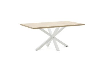 Tafel Argo L 180 x D 100 cm 6 personen gelamineerd eiken / wit metalen onderstel