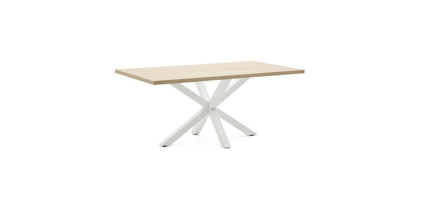 Table Argo 6 personnes - Plateau chêne et pieds métal blanc