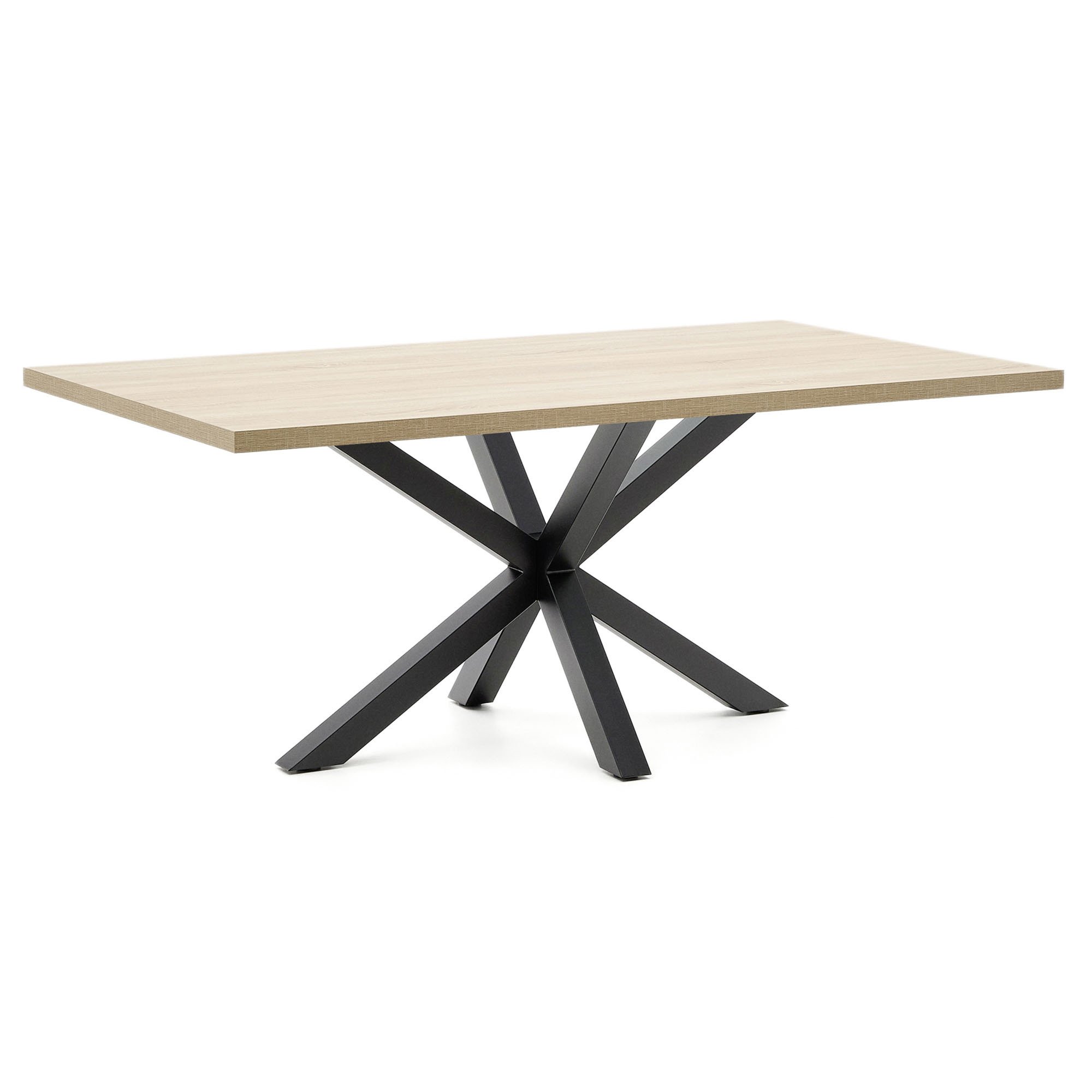 Table Argo plateau mélaminé chêne/pied métal pour 6 à 8 personnes