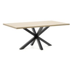 Tafel Argo L 200 x D 100 cm 8 personen melamine eiken / zwarte metalen voet