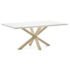 Table Argo plateau mélaminé blanc /pied métal pour 6 à 8 personnes