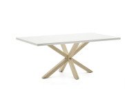 Table Argo plateau mélaminé blanc /pied métal pour 6 à 8 personnes