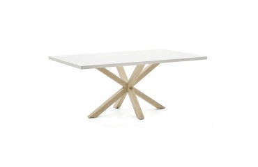 Table Argo plateau mélaminé blanc /pied métal pour 6 à 8 personnes