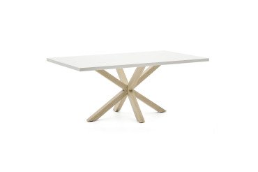 Table Argo plateau mélaminé blanc /pied métal pour 6 à 8 personnes