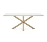 Table Argo 8 personnes - Plateau blanc et pieds métal chêne