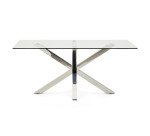 Table Argo 6 personnes - Plateau verre et pieds métal chrome