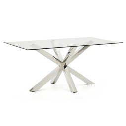 Table Argo plateau verre/pied métal pour 6 à 8 personnes