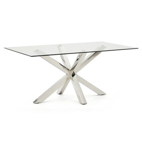 Table Argo plateau verre/pied métal pour 6 à 8 personnes