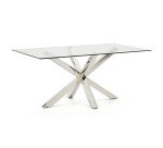Table Argo 6 personnes - Plateau verre et pieds métal chrome
