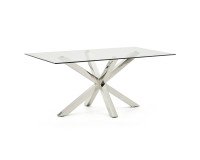 Table Argo L 160 x W 90 cm 6 persons glass/metal chrome legs