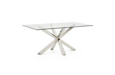 Table Argo L 160 x W 90 cm 6 persons glass/metal chrome legs