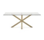 Table Argo 8 personnes - Plateau verre et pieds métal chêne