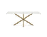 Table Argo L 200 x P 100 cm 8 personnes verre/pied métal bois