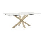 Table Argo 8 personnes - Plateau verre et pieds métal chêne