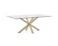 Table Argo L 200 x W 100 cm, 8 people, glass/metal wood base