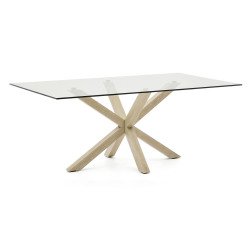 Table Argo L 200 x W 100 cm, 8 people, glass/metal wood base
