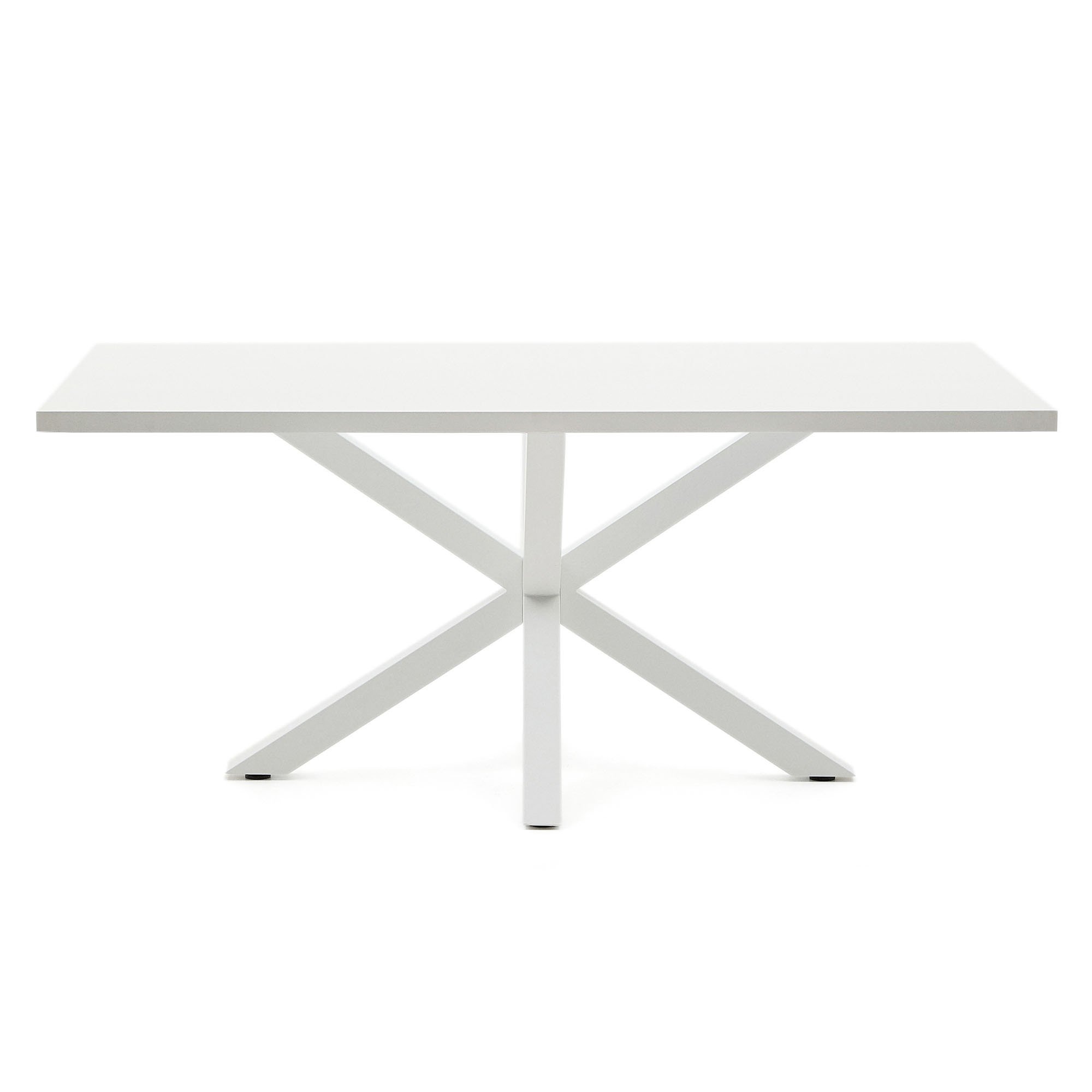 Table Argo plateau mélaminé blanc /pied métal pour 6 à 8 personnes