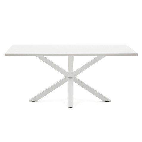 Table Argo plateau mélaminé blanc /pied métal pour 6 à 8 personnes