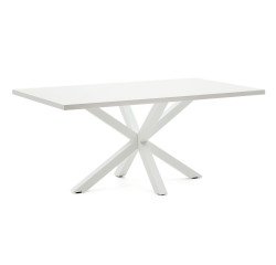 Table Argo L 180 x P 100 cm 6 personnes mélaminé blanc /pied métal blanc