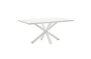 Tafel Argo L 180 x D 100 cm 6 personen wit melamine / wit metalen poot