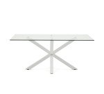 Table Argo 6 personnes - Plateau verre et pieds métal blanc