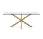 Table Argo 6 personnes - Plateau verre et pieds métal chêne