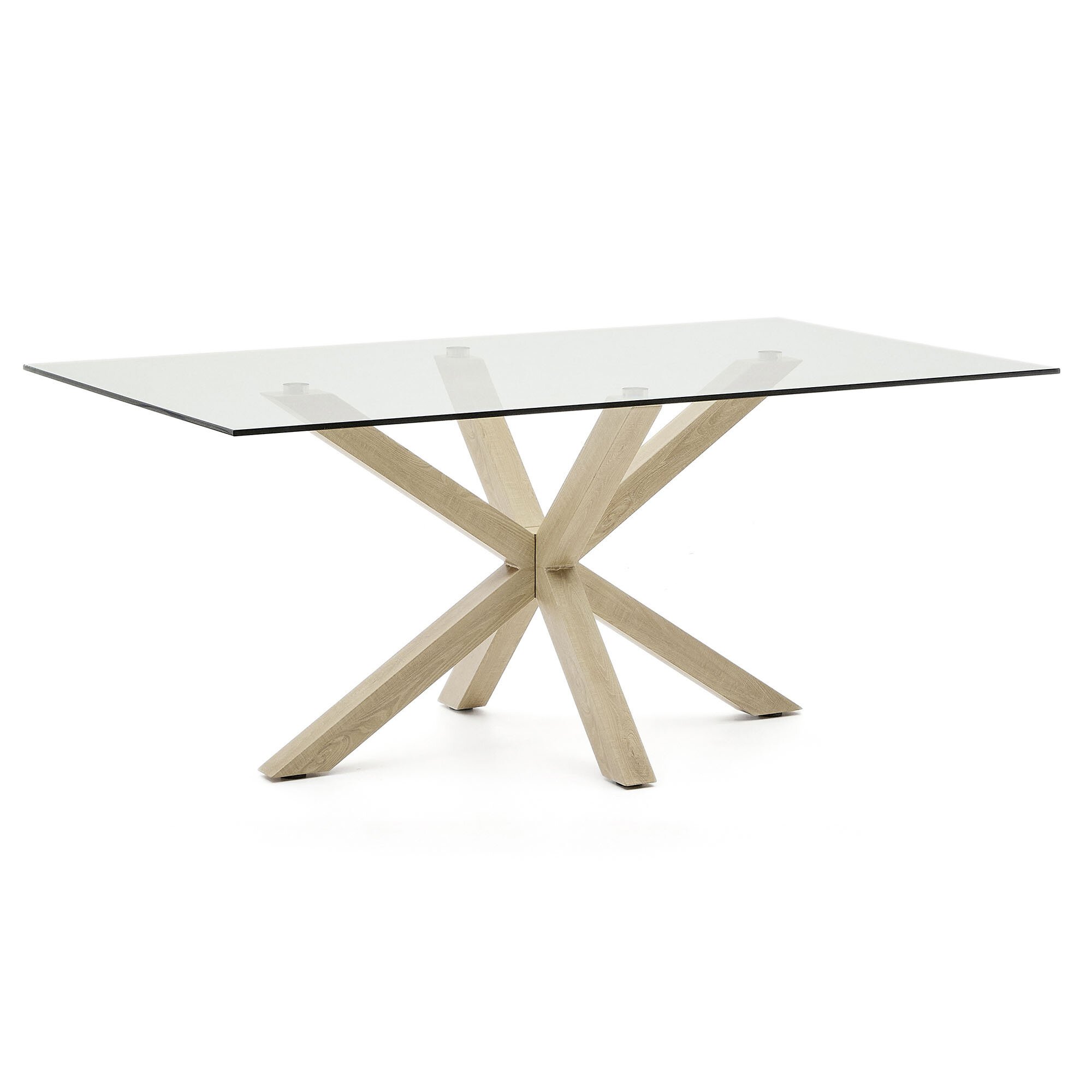 Table Argo L 180 x W 100 cm 6 people glass/metal/wooden leg