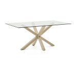 Table Argo 6 personnes - Plateau verre et pieds métal chêne